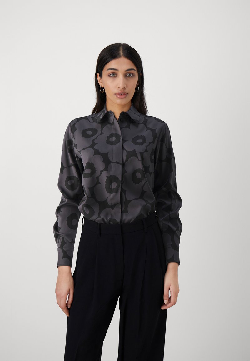Marimekko - MAIJA UNIKKO - Button-down blouse - dark grey/black, Enlarge