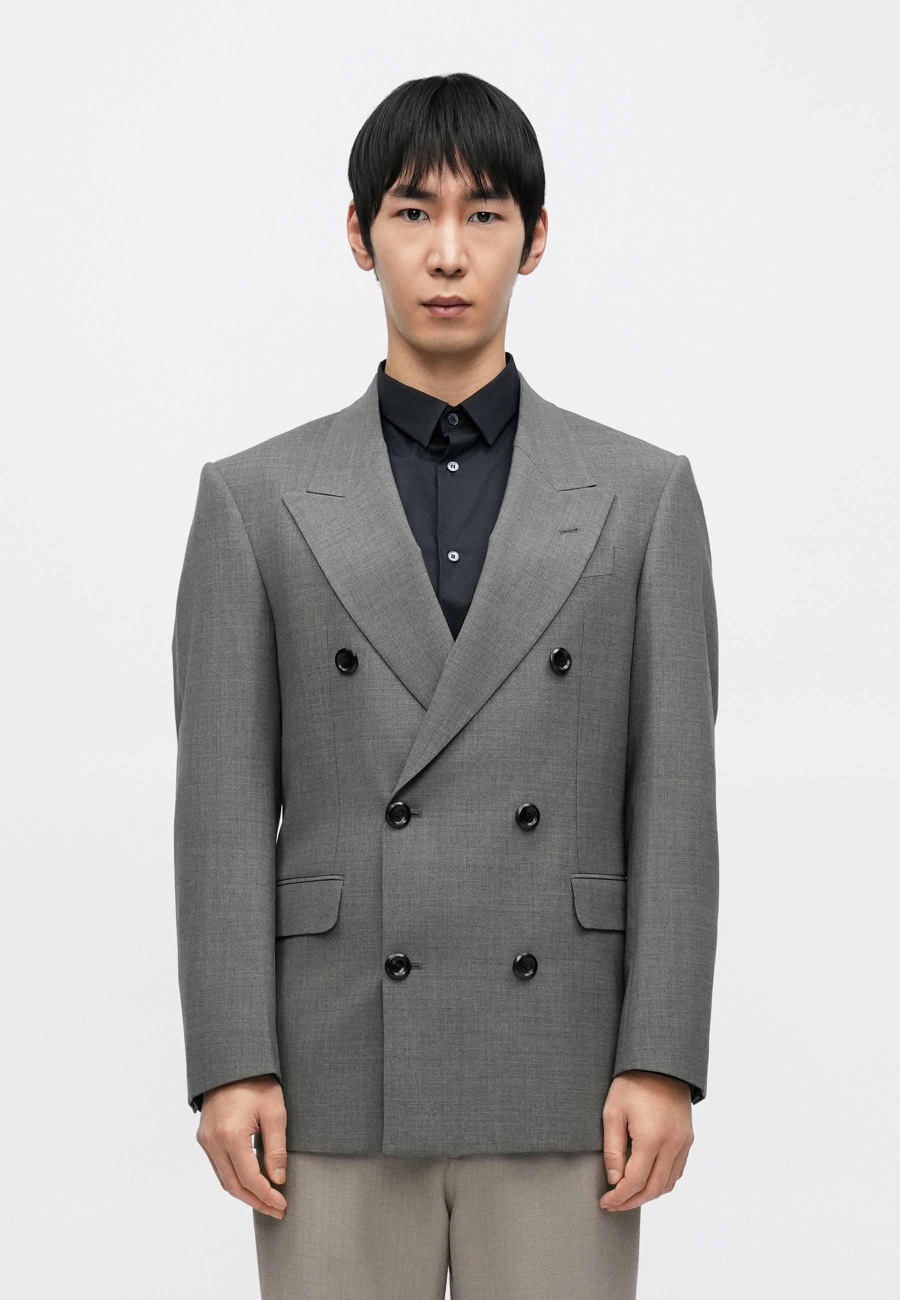 ジャケット・アウター EMPORIO ARMANI mohair tailored jacket 46 Emporio Armani Blazer jacket - medium grey melange/grey - Zalando