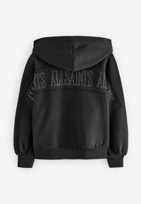 Felpa nera con vestibilità rilassata, dotata di cappuccio e polsini arricciati. Presenta la scritta "All Saints" in borchie sul retro. Materiale in cotone.