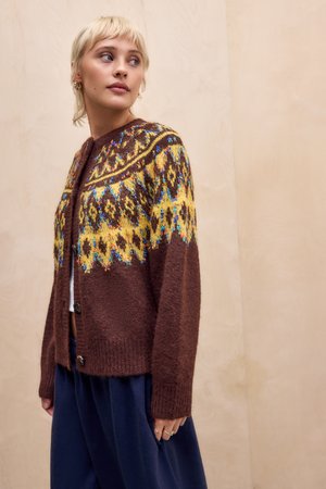 CONFETTI FAIRISLE - Adīta jaka - brown