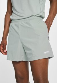 Ljusgröna träningsshorts i ett smidigt och lätt tyg. Har en elastisk midja och en ficka med dragkedja. Logotyp syns på benet.