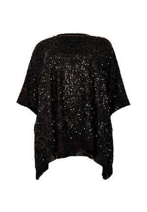 YOEK EMBELLISHED SEQUIN DETAIL - Poncho - black