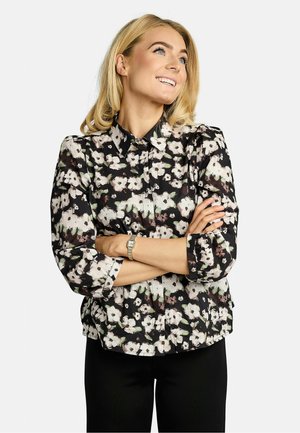 FLORA - Blúzka so zapínaním na gombíky - black creme mint flower