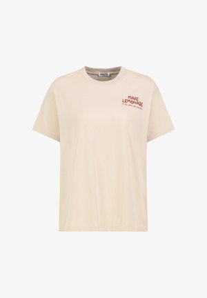 Sublevel, T-SHIRT RUNDHALS PRINT AUF RÜCKSEITE FOTOPRINT KURZARM - Print T-shirt - beige