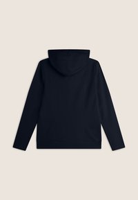Felpa con cappuccio blu navy a maniche lunghe, con una trama liscia e tessuto solido. Include polsini a costine e orlo in vita.
