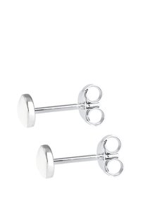 Orecchini a posteriori in argento con un design a disco rotondo liscio. I perni sono dotati di chiusure a farfalla per un fissaggio sicuro.