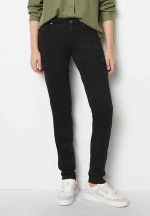 5 POCKET MID WAIST SLIM FIT LENGTH - Cargo trousers - black