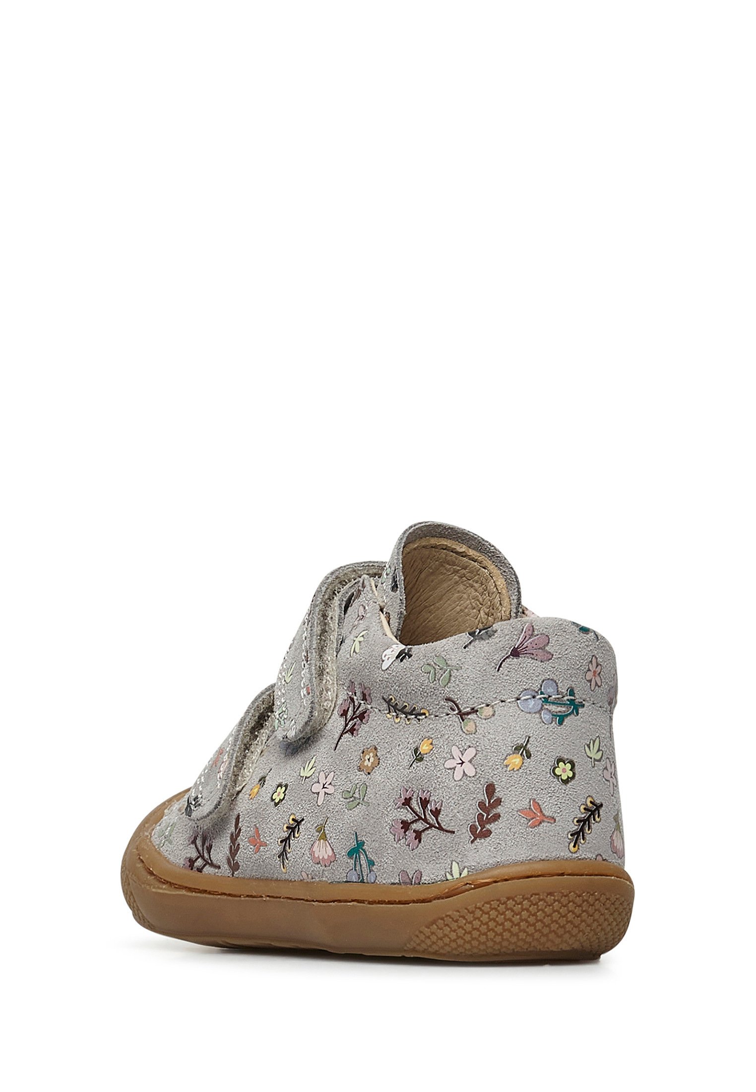 Naturino Cocoon Lauflernschuhe Aus Veloursleder – Rosa Mit Blumen, Schnürung, Rutschfeste Gummisohle