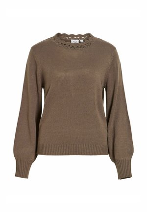VILA, KNITTED PULLOVER VINOA HIGH NECK - Pullover - brown