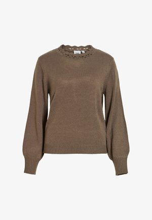 VILA, KNITTED PULLOVER VINOA HIGH NECK - Pullover - brown