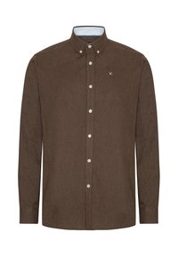 Clean Cut Copenhagen OXFORD STRETCH PLAIN - Button down-skjorte - dark brown melange