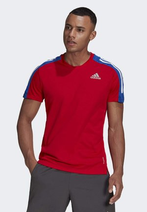 OWN THE RUN 3-STRIPES RUNNING T-SHIRT - Print T-shirt - red