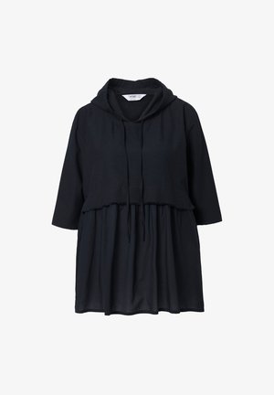 Angel of Style, MIXED MATERIAL HOODED TUNIC BLOUSE - Tunica - black