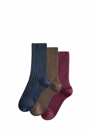 WARM HANDLE ANKLE 3 PACK - Ponožky - navy/berry/choc