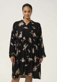 Kaffe Curve KCBETTY - Dnevna obleka - black brown flower print