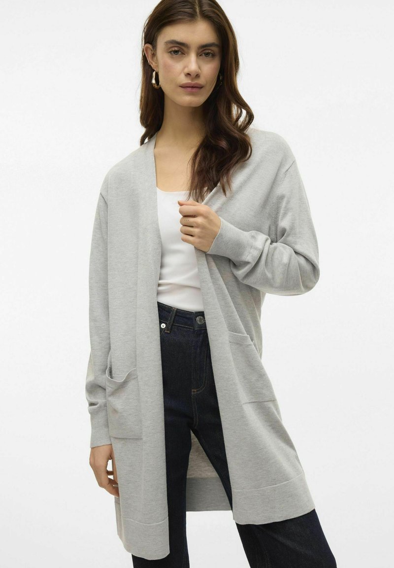Vero Moda VMSILJE OPEN - Vest - light grey melange