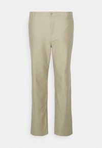 Beige bomullbyxor med rak bendesign. Har en knappstängning, bältesömmar samt sid- och bakfickor. Texturerad tygfinish.