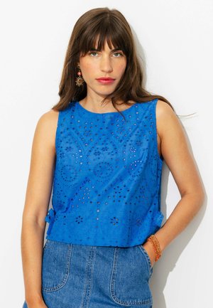 Promod, TOP EN BRODERIE ANGLAISE - Blouse - bleu