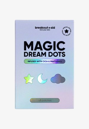 Boîte de patchs Magic Dream Dots avec icônes d’étoile, lune et nuage, infusée de Cica et Panthénol, contenant 48 patchs, édition spéciale de breakout + aid.