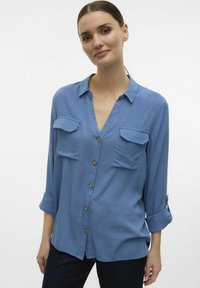 Vero Moda VMBUMPY L/S NEW NOOS - Button-down blouse - china blue