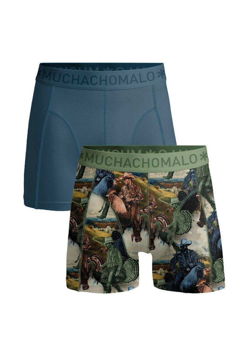 MUCHACHOMALO 2-PACK PRINT SOLID - Úzke boxerky - print blue
