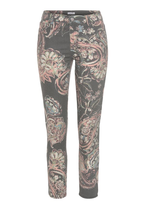 Jeans Skinny Fit - schwarz bunt bedruckt