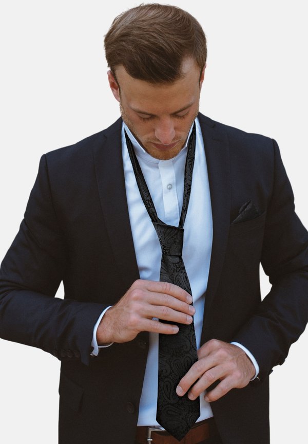 SET - Krawatte - Paisley Schwarz