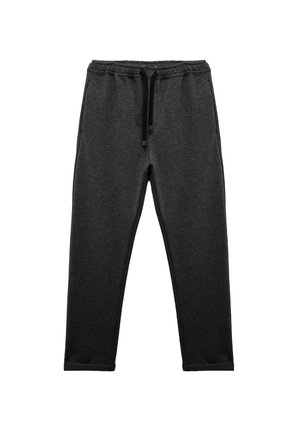 Grå sweatpants lavet af blødt stof, med en elastisk talje og en sort snor samt sidelommer. Lige ben.