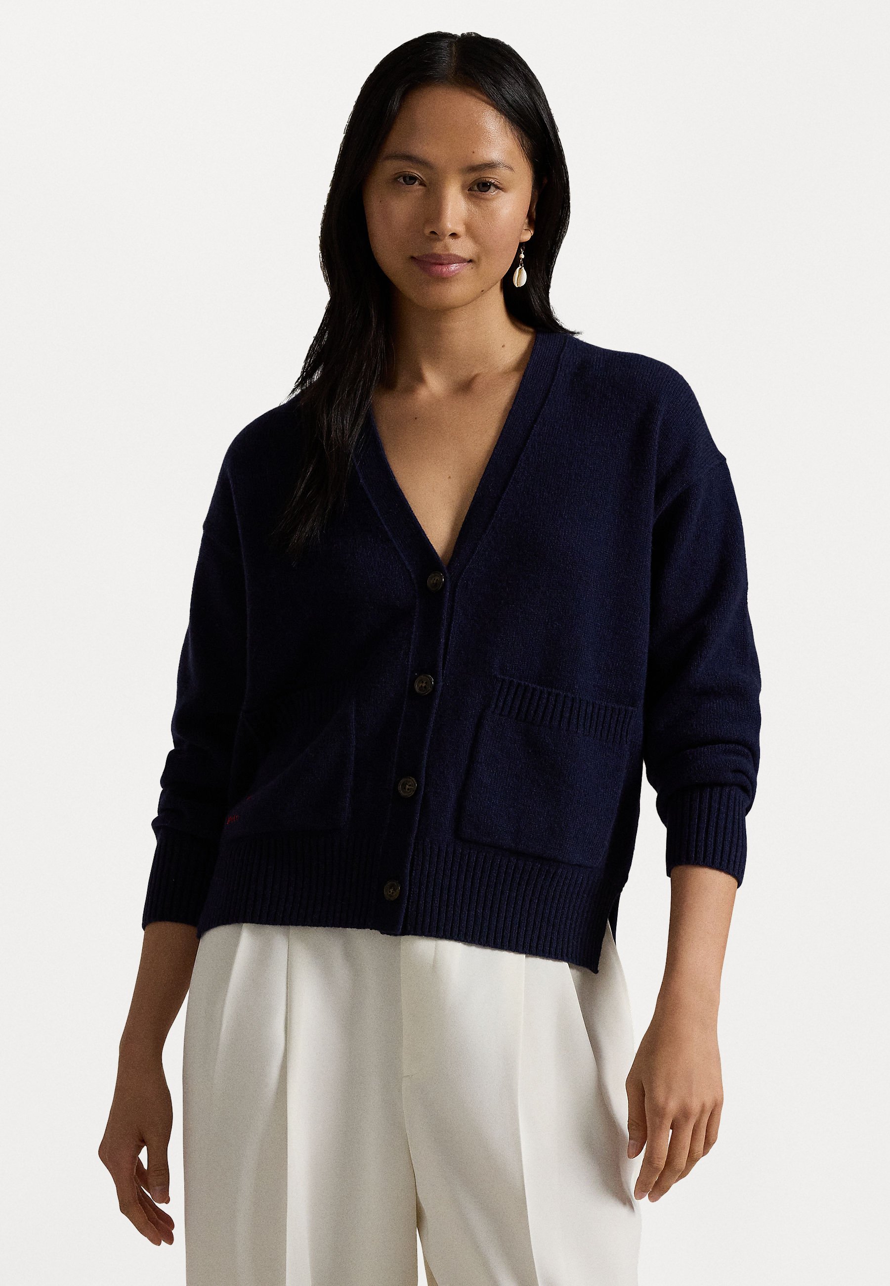 Polo Ralph Lauren WOOL BLEND V NECK CARDIGAN - Cardigan - hunter