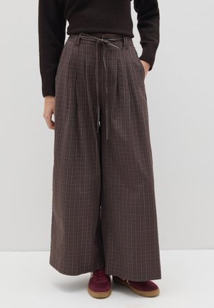 WIDE CHECK - Pantalones - mud brown