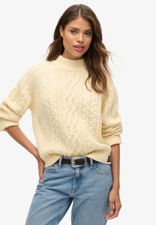 CABLE MOCK NECK - Strickpullover - island ecru