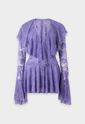 Norma Kamali, LONG SLEEVE DEEP V RUFFLE MINI - Cocktail φόρεμα / Φόρεμα για πάρτι - lavender