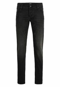 Svart denimjeans med slim fit, som har fem fickor, bälteslinor och gylf med dragkedja. Subtil blekning och en mjuk textur.