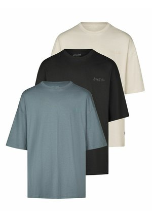 JJECHARGE 3 PACK - T-Shirt basic - pack 2 (moonbeam black stormey weat)