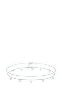 Sølvbelagt armbånd med delikate kæder, små runde vedhæng, teksturerede detaljer og lås med hummerklip.
