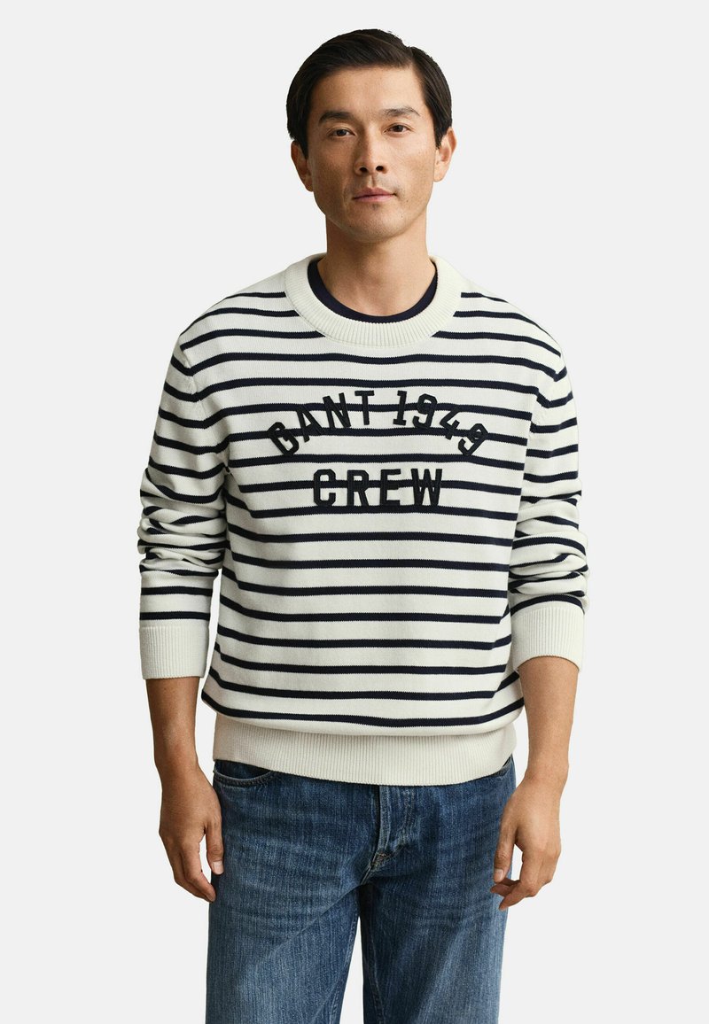GANT BRETON STRIPED GRAPHIC - Svetr - eggshell