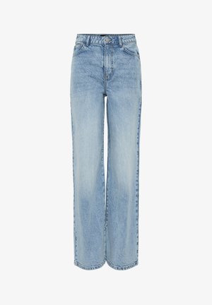 Heledad sinine laiemate sääridega teksad, mis on valmistatud denimist. Omavad kõrget vööd, viit taskut ja peent fade'i tekstuuri jaoks. Klassikaline nupuga ja lukuga sulgemine.