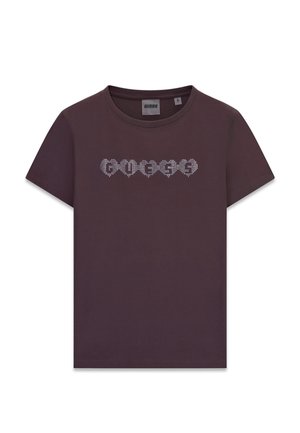 Guess, T-SHIRT MIT STRASS-LOGO - T-shirt con stampa - braun