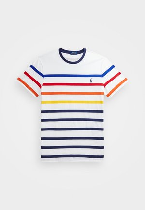 CUSTOM SLIM FIT STRIPED CREWNECK T-SHIRT - T-Shirt print - white multi