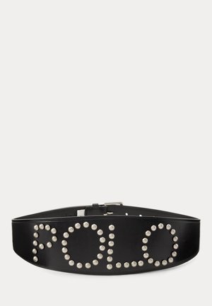 Polo Ralph Lauren, STUDDED LOGO LEATHER MOTO BELT - Ceinture - black/silver-coloured