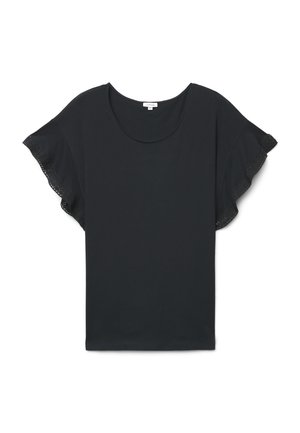 Terranova, T-SHIRT CON MANICHE A VOLANT IN MACRAMÈ - T-shirt basic - nero