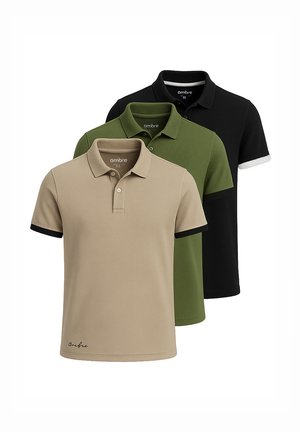 PACK OF 3 - Polo - brown/olive/black
