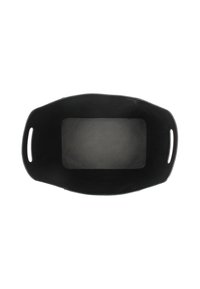 Czarny owalny kosz do przechowywania z otwartymi uchwytami, gładką teksturą i płaskim dnem. Wykonany z trwałego materiału o minimalistycznym designie.