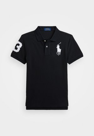 SLIM FIT COTTON MESH POLO - Polo shirt - black