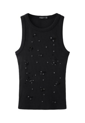 Stradivarius, JEWELLED RACERBACK TOP - Débardeur - black