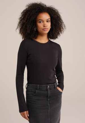 WE Fashion Tops ar garām piedurknēm - black