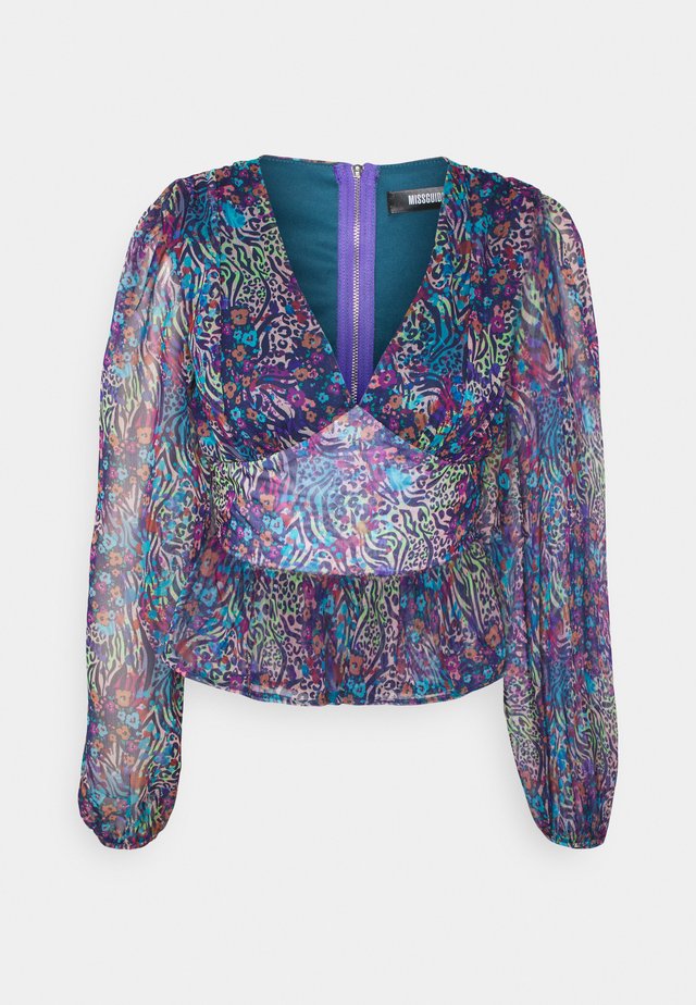 V NECK BALLON SLEEVE - T-shirt à manches longues - multi