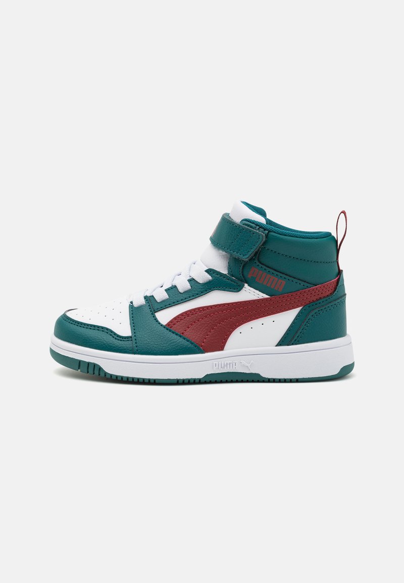 Puma REBOUND V6 MID UNISEX - Høye joggesko - cold green/alpine snow/intense red