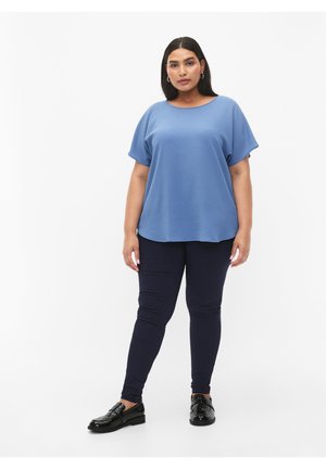 Zizzi WITH SHORT SLEEVES AND A ROUND NECKLINE - Jednoduché tričko - blue