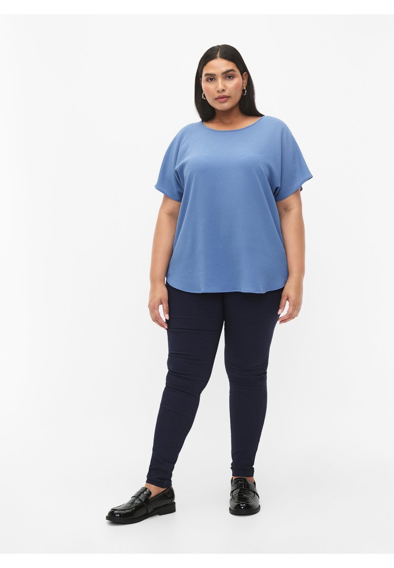 Zizzi - WITH SHORT SLEEVES AND A ROUND NECKLINE - Basic T-shirt - blue, Enlarge